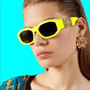 NWT Versace VE4361 Biggie Neon Yellow Fluorescent Sunglasses